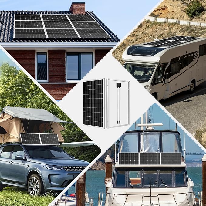 DOKIO 100W 18V Solar Panel 2-Pack for 12V Battery Charging, Monocrystalline 9BB Glass Modules with