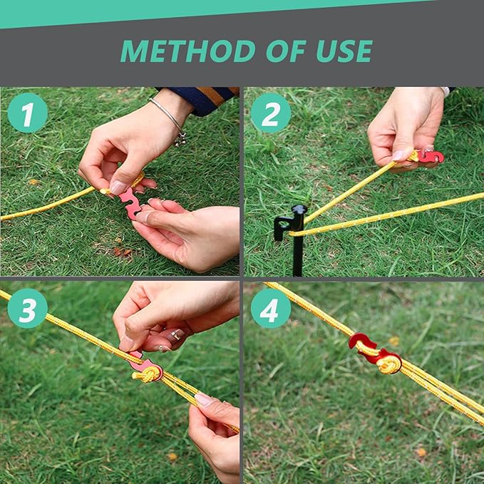 30Pcs Guyline Tensioner Aluminum Alloy Guy Line Cord Adjusters Tent Rope Tensioners Paracord
