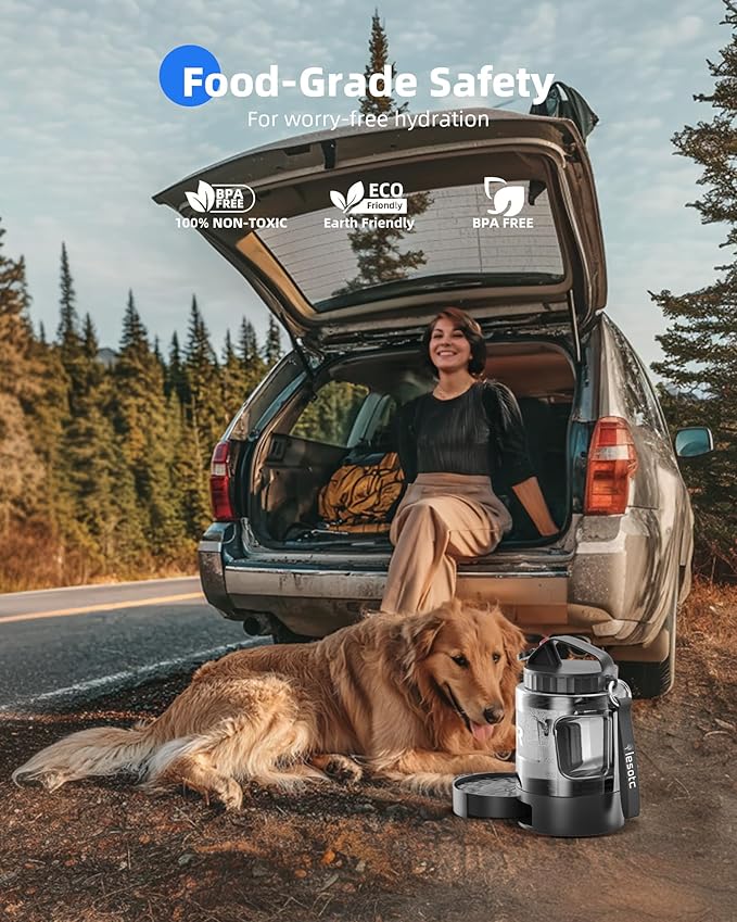 lesotc Dog Travel Water Bottle Portable with Pull-Out Drinking Bowl, 77oz Large Travel Water Bowl
