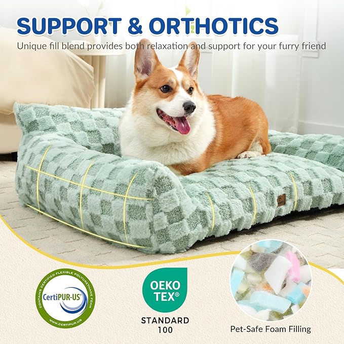 Large Dog Bed Sofa, Fluffy Pet Bed for Medium and Large Dogs, Supportive Dog Couch Sofa for Dogs