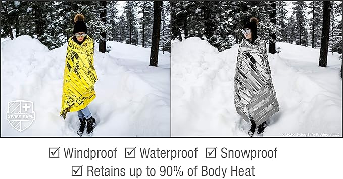 Swiss Safe 10 Pack Mylar Emergency Blankets for Survival - Compact & Insulated for Cold Weather