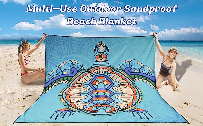 Beach Blanket Waterproof Sandproof Beach Mat 79" X 83"/10'x9'for 2-8 Adults Quick Drying Outdoor
