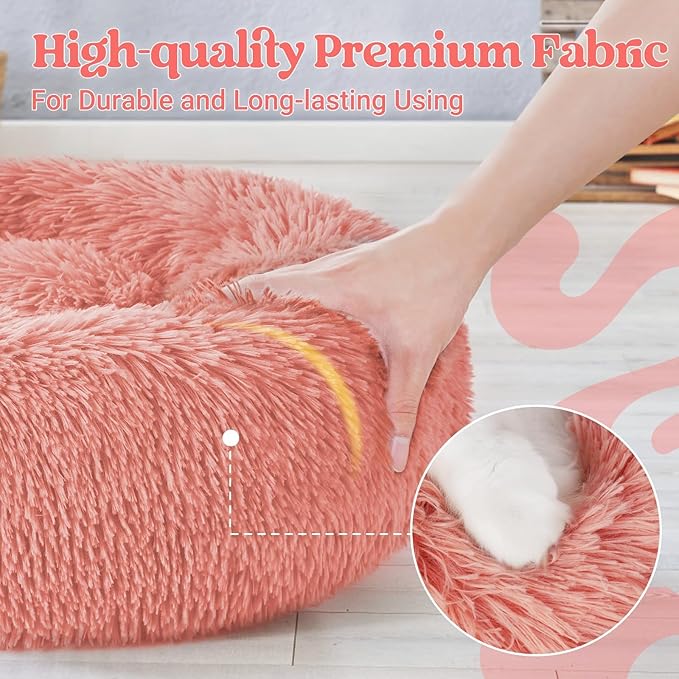 rabbitgoo Calming Dog Bed for Small Medium, 30 inches Pet Bed Machine Washable, Non-Slip Round