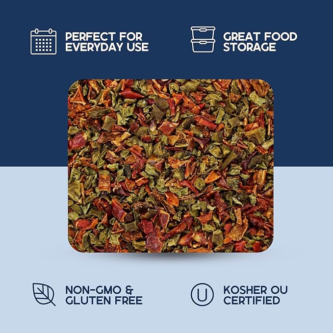 Harmony House Dried Mixed Bell Peppers, Diced ??Dehydrated Vegetables for Cooking, Camping