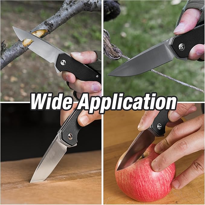 FLISSA Pocket Knife, Folding Tactical Knife with G10 Handle, D2 Blade, Liner Lock, Pocket Clip, EDC