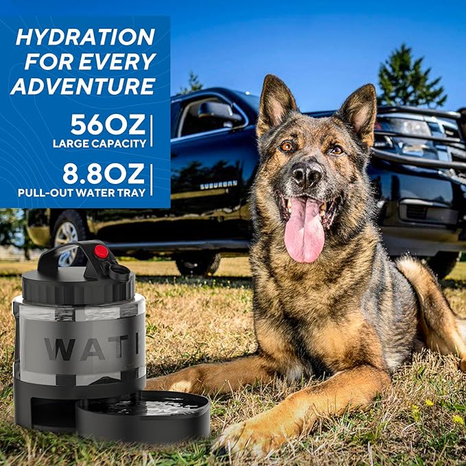 lesotc Portable Dog Water Bottle, 56oz Large Travel Water Bowl Dispenser for Dogs Camping Beach