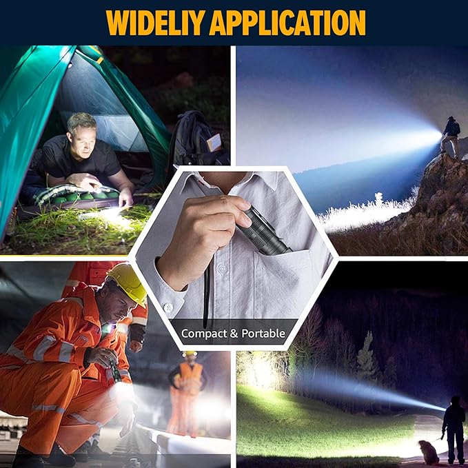 Rechargeable Magnetic Flashlight High Lumens - 1500 Meters Long Beam Super Bright LED Tactical