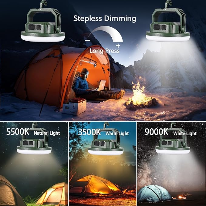 VAVOFO 15,000mAh 4000LM LED Camping Lantern Rechargeable, 3 Lighting Modes Portable Tent Light with