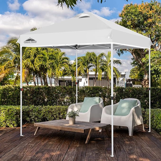 EAGLE PEAK Pop Up Canopy Tent with Wheeled Carry Bag, 8 Stakes, 4 Ropes, Easy Set Up Tent Canopy
