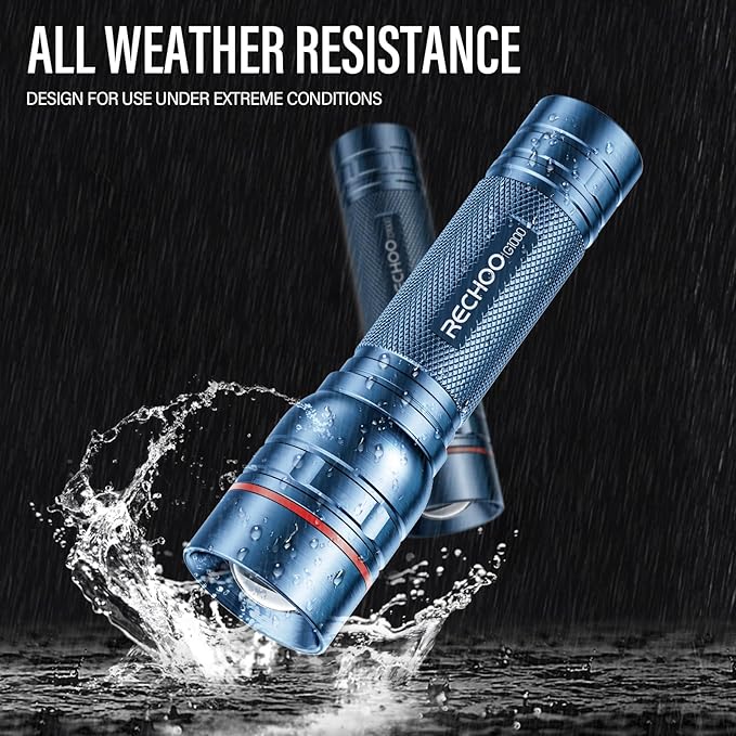 Rechargeable Flashlights High Lumens, G1000 Super Bright Flash Light, Small Zoomable LED Flashlight