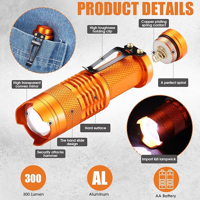 Fumete 20 Pieces LED Flashlight Mini 3 Mode Tactical Torch Small Water Resistant Pocket Flash Light