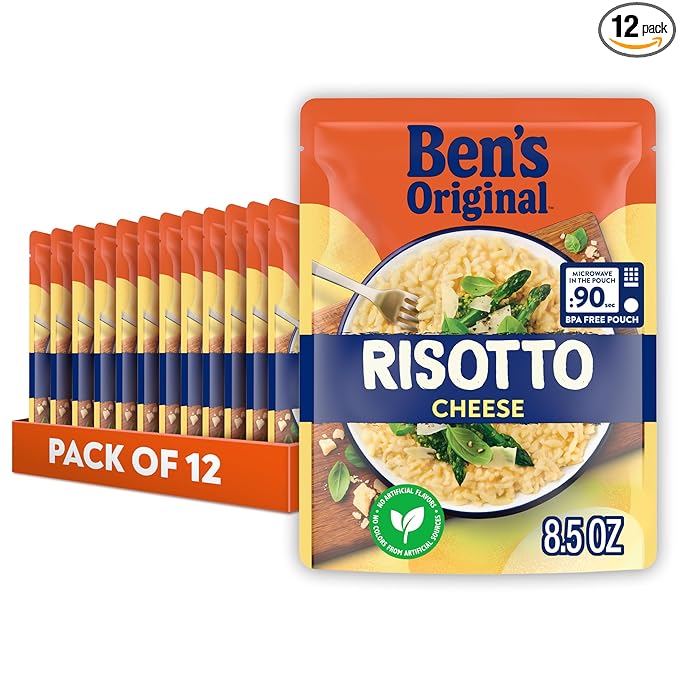 BEN'S ORIGINAL Risotto Cheese Flavored Rice, Easy Dinner Side, 8.5 oz Pouch (Pack of 12)