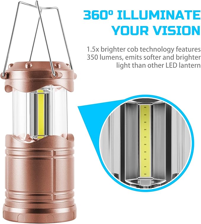 Lichamp LED Camping Lantern, 4 Pack Battery Powered Flashlight for Power Outages, Portable