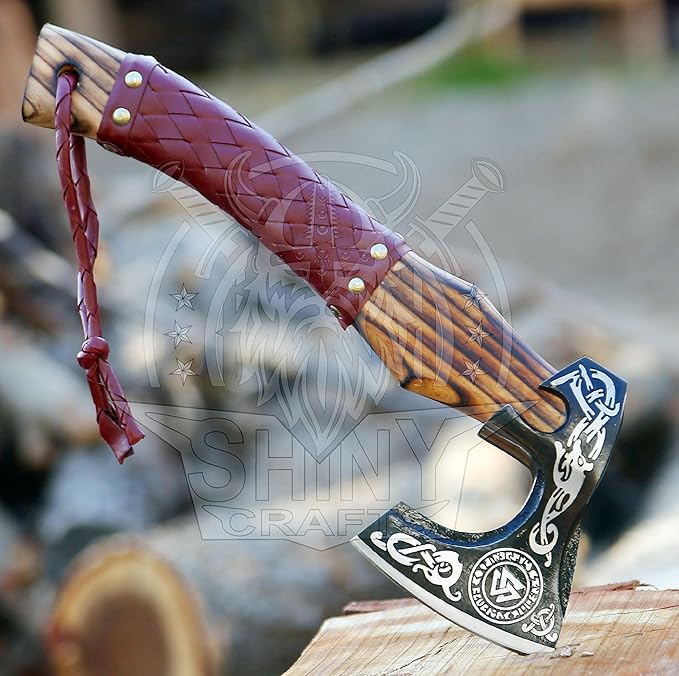 SHINY CRAFTS®- Personalized Viking Axe – Best Gift for Husband Decorative Hatchet for Father’s Day