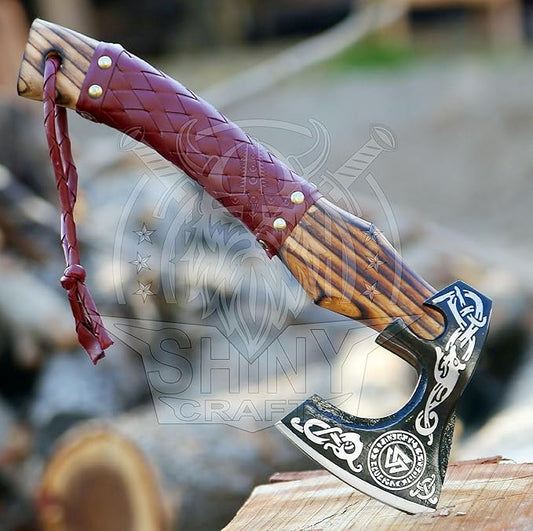 SHINY CRAFTS®- Personalized Viking Axe – Best Gift for Husband Decorative Hatchet for Father’s Day