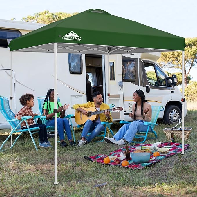 EAGLE PEAK Pop Up Canopy Tent with Wheeled Carry Bag, 8 Stakes, 4 Ropes, Easy Set Up Tent Canopy