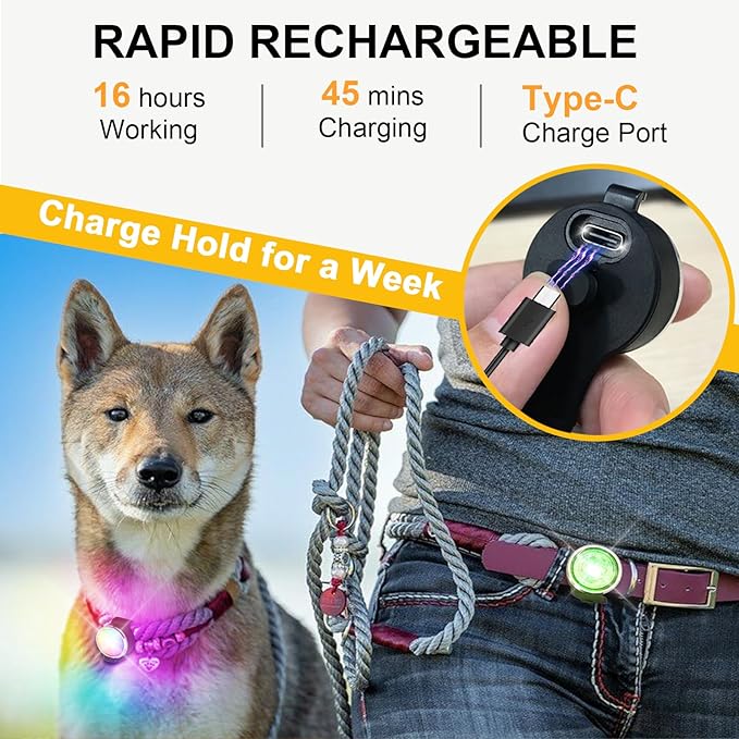 Tubasion 3-Pack Dog Lights for Night Walking, Upgraded 8 Modes Rechargeable Dog Collar Lights for