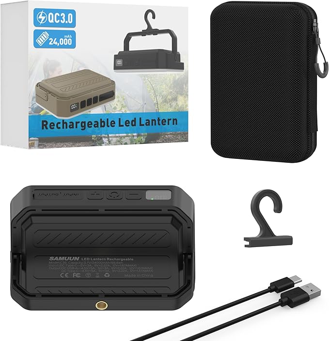 24000mAh LED Camping Lantern Rechargeable, Portable Camping Lights with QC3.0 22.5W Fast Charge