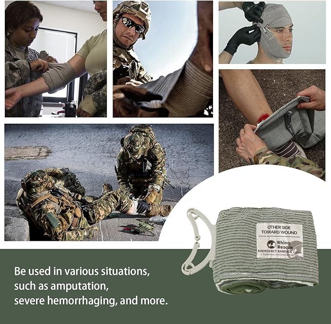 RHINO RESCUE 6" Israeli Style Emergency Bandage, Compression Trauma Wound Dressing, Medical Sterile