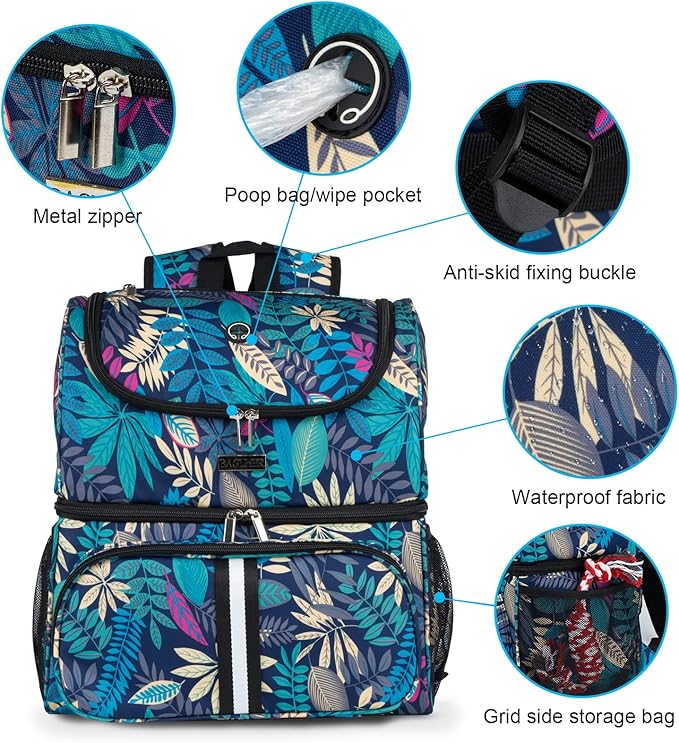 BAGLHER Pet Travel Bag, Double-Layer Pet Supplies Backpack (for All Pet Travel Supplies), Pet