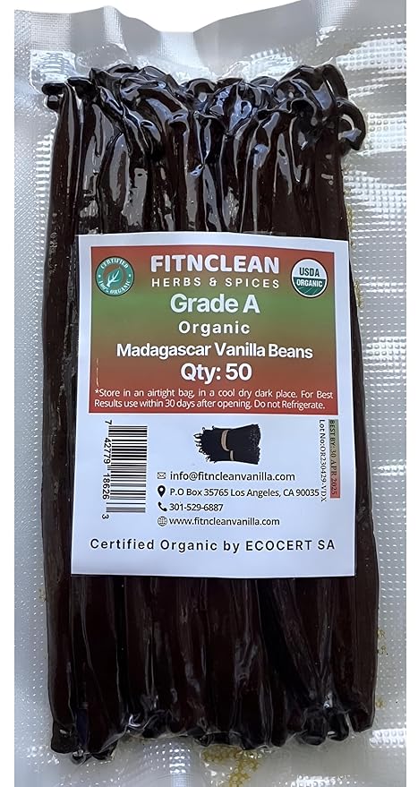 50 Organic Grade A Madagascar Vanilla Beans. Certified USDA Organic for Extract and All Things