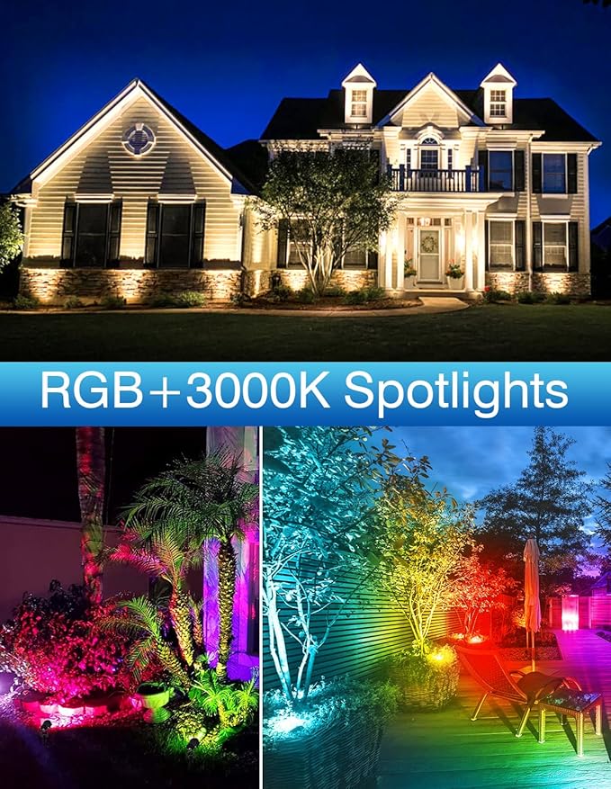 Halloween RGB Spot Lights Outdoor, LED Color Changing Landscape Lighting, Waterproof Spotlight with