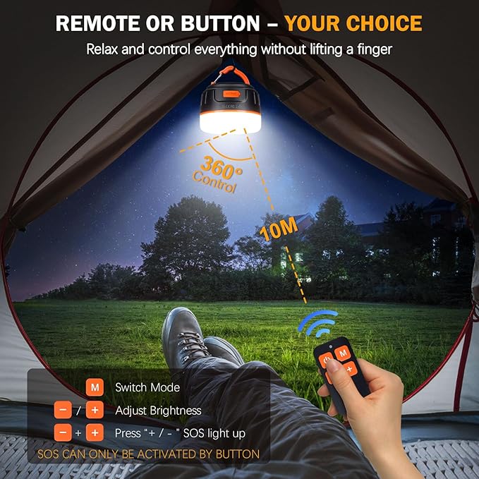 Rechargeable LED Camping Lantern 1000LM, 300H Runtime, 6400mAh, IPX5 Waterproof Tent Light for
