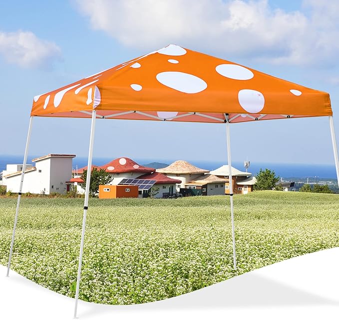 EAGLE PEAK 10x10 Slant Leg Pop-up Canopy Tent Easy One Person Setup Instant Outdoor Beach Canopy