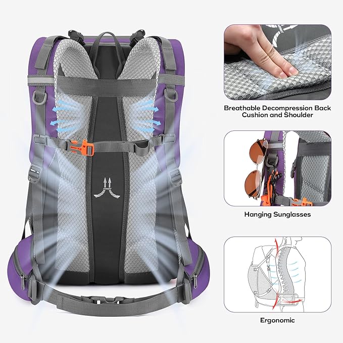 Maelstrom Hiking Backpack,Camping Backpack,40L Waterproof Hiking Daypack with Rain