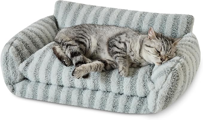 Hollypet Cat Bed Fluffy Plush Mutifuctional Double-Layer Soft Pet Couch Orthopedic Sofa Nest Beds