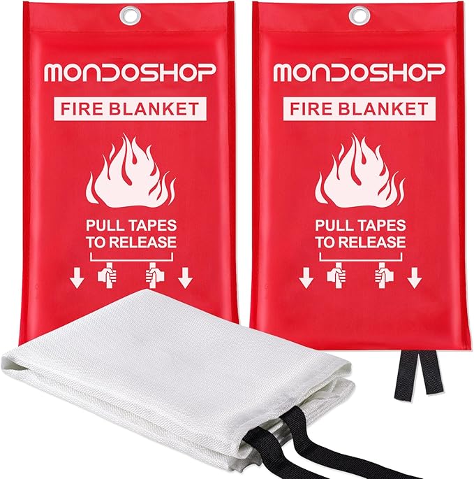 Mondoshop Fire Blankets Emergency for Kitchen Home - Emergency Fire Retardant Blanket for Home