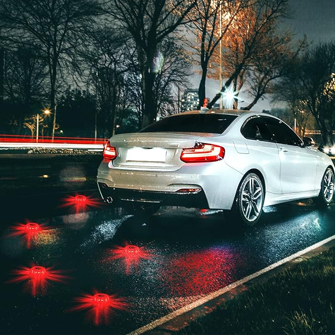 Tallew 12 Pack LED Road Emergency Roadside Lights Flashing Safety Warning Kit Beacon Magnet Hook