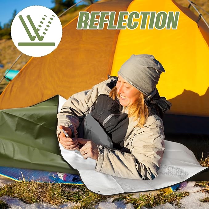 Kanayu 4 Pcs Emergency Thermal Survival Blankets 82 x 60 Inch,Heavy Duty Emergency Poncho Tarp