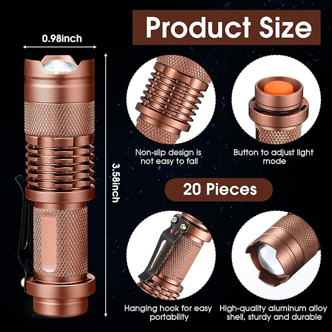 Fumete 20 Pieces LED Flashlight Mini 3 Mode Tactical Torch Small Water Resistant Pocket Flash Light