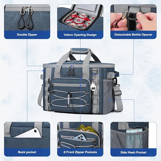Maelstrom Soft Sided Cooler Bag, 30/40 Can Collapsible Insulated Ice Chest, Large Leakproof Camping