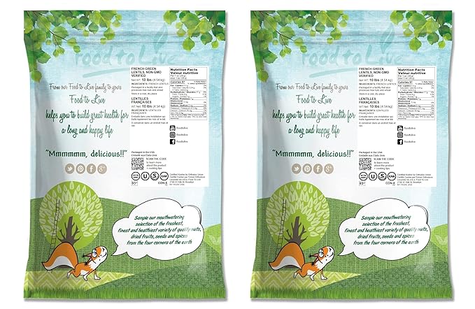 Food to Live French Green Lentils, 20 Pounds ??Whole Dry Beans, Raw, Sproutable, Vegan, Kosher