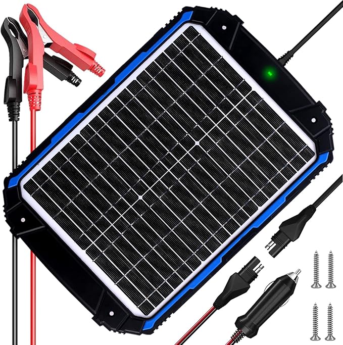 SUNER POWER 20W 12V Solar Battery Trickle Charger & Maintainer PRO, Built-in Intelligent MPPT
