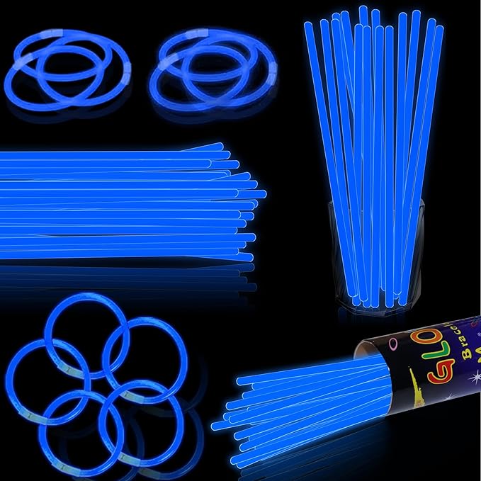 100 pk 8" Glow Sticks Bulk Party Favors, Light up Glow Necklaces & Bracelets in the Dark Party