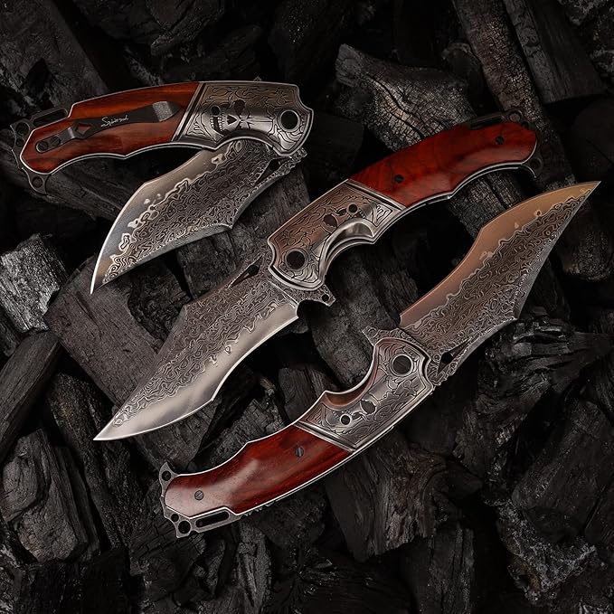 VG10 Core Damascus Steel Folding Knife Suitable for EDC, 4.13 "rosewood Handle, Lined Lock, Outdoor
