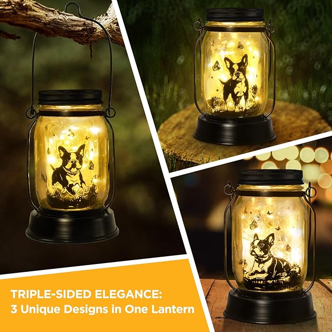 Boston Terrier Gifts for Women/Men Boston Terrier Solar Lanterns Mom Birthday Dog Lovers Lantern