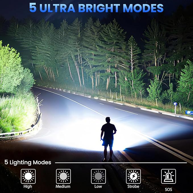 Rechargeable LED Flashlights High Lumens, 99,000 Lumens Super Bright Flashlight, Adjustable