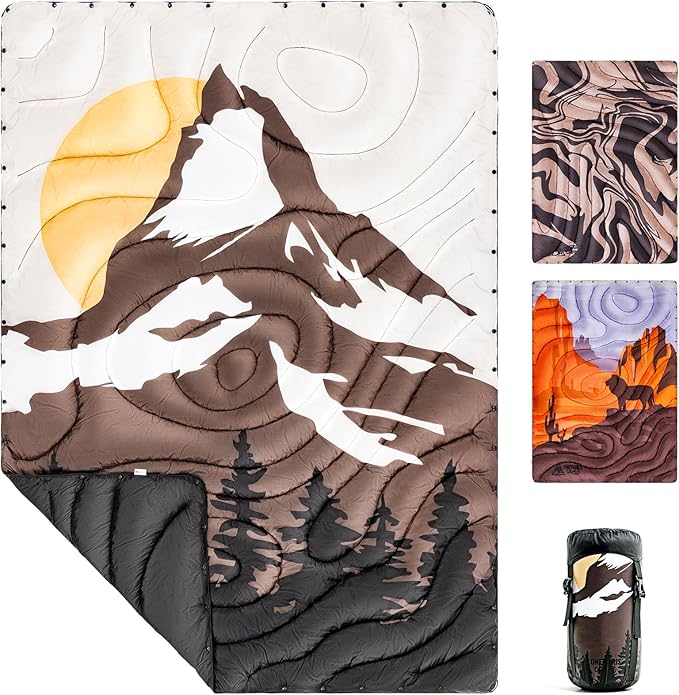 ONETIGRIS Camping Blanket,Wearable Outdoor Quilt with Recycled Thermal Insulation, Convertible to