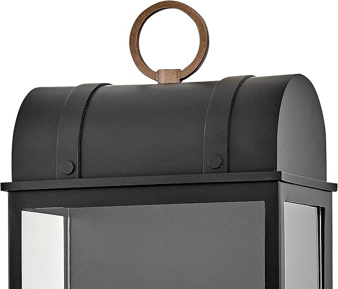 Hinkley Campbell Large Wall Mount Outdoor Lantern - Clear Glass, Aluminum - Black Finish and