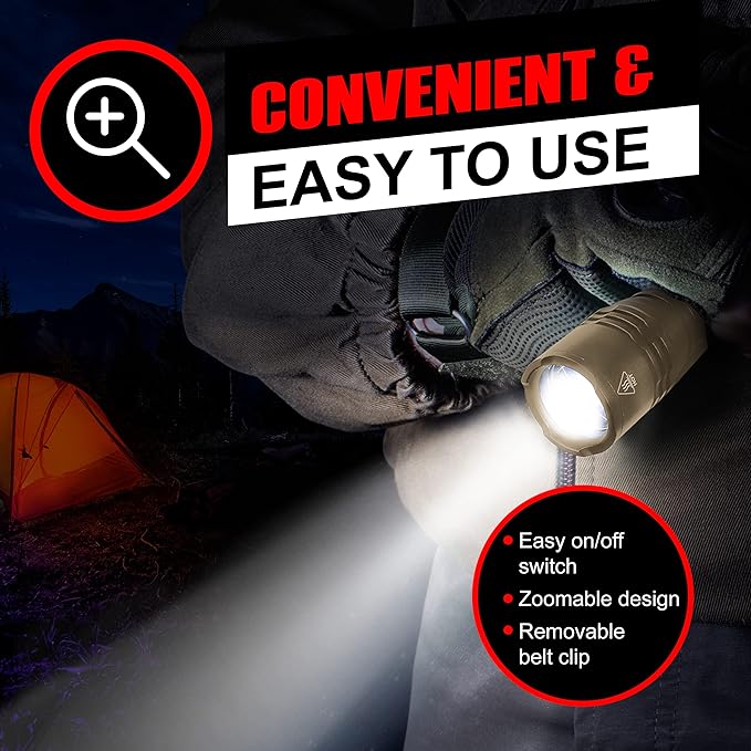 GearLight TAC LED Flashlight Pack - 2 Super Bright, Compact Tactical Flashlights with High Lumens