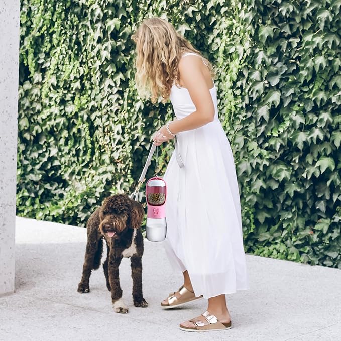 Dog Water Bottle with Food Container, Travel Puppy Water Bowl, Portable Pet Dispenser, Dog Stuff