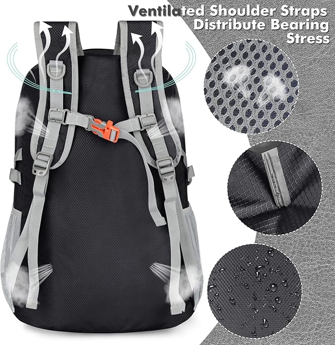 ZOMAKE Lightweight Packable Backpack 30L, Foldable Hiking Backpacks Water Resistant Compact Folding