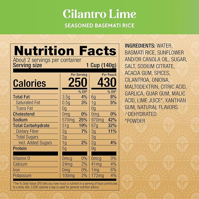 Royal Ready to Heat Cilantro Lime Seasoned Basmati Rice (8.5oz, Pack of 6)
