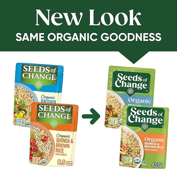 SEEDS OF CHANGE Organic Rice Variety Pack Quinoa and Brown Rice with Garlic & Whole Grain Brown