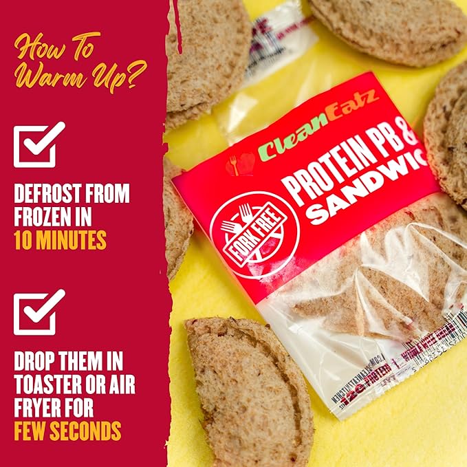 Clean Eatz PB&J Sandwich, High-Protein Strawberry – 16 Singles, Whole Grain & Low Sugar