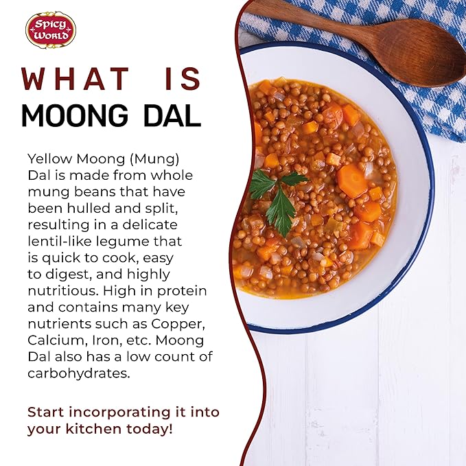 Moong Dal 2 LBS (Mung Split Dry Beans) ~ Indian Golden Lentils ~ 100% Natural & Pure - by Spicy